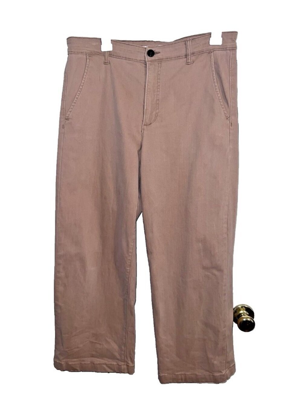 ELLA MOSS Wide Leg Crop Pants Tan Stretch Cotton Sz 10